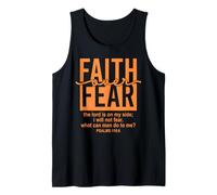 Jesus Faith Over Fear Orange Psalm 118:6 Christian Scripture Camiseta sin Mangas