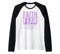 Jesus Faith Over Fear Purple Psalm 118:6 Christian Scripture Camiseta Manga Raglan