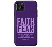 Jesus Faith Over Fear Purple Psalm 118:6 Christian Scripture Carcasa para iPhone 11 Pro MAX
