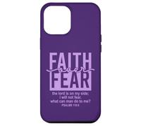 Jesus Faith Over Fear Purple Psalm 118:6 Christian Scripture Carcasa para iPhone 12 Pro MAX