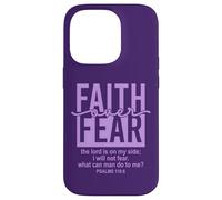 Jesus Faith Over Fear Purple Psalm 118:6 Christian Scripture Carcasa para iPhone 14 Pro