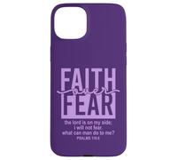 Jesus Faith Over Fear Purple Psalm 118:6 Christian Scripture Carcasa para iPhone 15 Plus