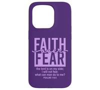 Jesus Faith Over Fear Purple Psalm 118:6 Christian Scripture Carcasa para iPhone 15 Pro