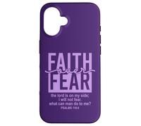 Jesus Faith Over Fear Purple Psalm 118:6 Christian Scripture Carcasa para iPhone 16