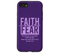 Jesus Faith Over Fear Purple Psalm 118:6 Christian Scripture Carcasa para iPhone SE (2020) / 7/8