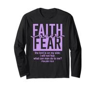Jesus Faith Over Fear Purple Psalm 118:6 Christian Scripture Manga Larga