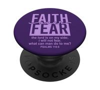 Jesus Faith Over Fear Purple Psalm 118:6 Christian Scripture PopSockets PopGrip Adhesivo