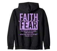Jesus Faith Over Fear Purple Psalm 118:6 Christian Scripture Sudadera con Capucha