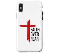 Jesus Faith Over Fear Red Christian Cross Bible Psalms 118:6 Carcasa para iPhone X/XS
