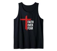 Jesus Faith Over Fear Red Christian Cross Psalms 118:6 Bible Camiseta sin Mangas