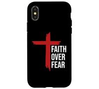 Jesus Faith Over Fear Red Christian Cross Psalms 118:6 Bible Carcasa para iPhone X/XS