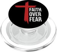 Jesus Faith Over Fear Red Christian Cross Psalms 118:6 Bible PopSockets PopGrip para MagSafe