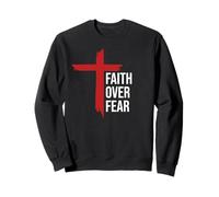Jesus Faith Over Fear Red Christian Cross Psalms 118:6 Bible Sudadera