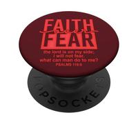 Jesus Faith Over Fear Red Psalms 118:6 Christian Scripture PopSockets PopGrip Adhesivo