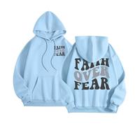 Jesus Faith Over Fear - Sudaderas con capucha para mujer, ajuste holgado, cristiano, delgado, con capucha Dios 2026, casual, verano, playa, gráfico, sudaderas con capucha de moda para la universidad I