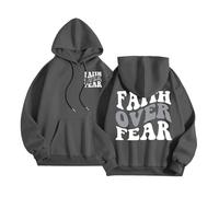Jesus Faith Over Fear Sudaderas con capucha para mujer, moda playa, estética cristiana con capucha, trajes de Pray The Lord Comfort, sudaderas casuales de verano 2025, anime I Love Jesus God, gris, XL