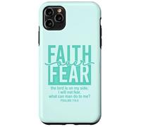 Jesus Faith Over Fear Teal Psalms 118:6 Christian Scripture Carcasa para iPhone 11 Pro MAX
