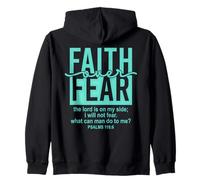Jesus Faith Over Fear Teal Psalms 118:6 Christian Scripture Sudadera con Capucha