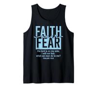 Jesus Faith Over Fear White Blue Psalms 118:6 Christian God Camiseta sin Mangas