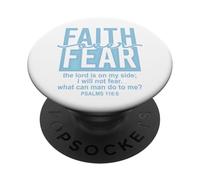 Jesus Faith Over Fear White Blue Psalms 118:6 Christian God PopSockets PopGrip Adhesivo