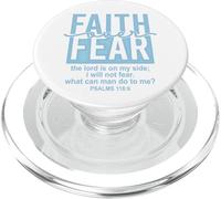 Jesus Faith Over Fear White Blue Psalms 118:6 Christian God PopSockets PopGrip para MagSafe