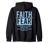 Jesus Faith Over Fear White Blue Psalms 118:6 Christian God Sudadera con Capucha