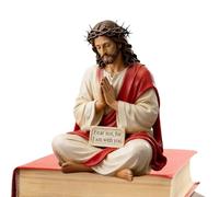 Jesus Figurines Set - Modern Resin Faith Display for Spiritual Decor | Smooth Cast Sculpture with Compact Form, Sacred Tabletop Accent for Living Room Bedroom Office Shelf Desk Dashboard Prayer Space