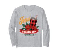 Jesus Fills My Cup Psalm 23:5 Positive Faith Quote Manga Larga