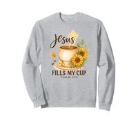 Jesus Fills My Cup Psalm 23:5 Watercolor Sunflower Sudadera