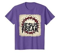 Jesús Freak Corona de Espinas Fe Cristiana, Jesús Camiseta, Niños, Morado Jaspeado, 8 años