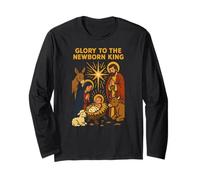 Jesus Glory to The Newborn King, Estilo Retro, para Hombre Manga Larga
