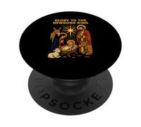Jesus Glory to The Newborn King, Estilo Retro, para Hombre PopSockets PopGrip Adhesivo