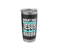 Jesús guía a este padre cristiano Vaso térmico de acero inoxidable de doble pared