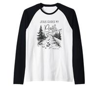 Jesus Guides My Path - Psalm 32:8 Christian Faith Camping Camiseta Manga Raglan