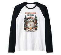 Jesus Guides My Path - Psalm 32:8 Christian Faith Camping Camiseta Manga Raglan