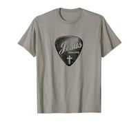 Jesús Guitarra Púa Silueta Fe Cristiana Camiseta