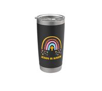Jesús ha resucitado, Boho Rainbow, Pascua cristiana, Cristo, Cruz Vaso térmico de acero inoxidable de doble pared