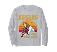 Jesus Has Your Back Jiu Jitsu Retro Christian Hombres Mujeres Manga Larga