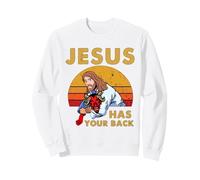Jesus Has Your Back Jiu Jitsu Retro Christian Hombres Mujeres Sudadera