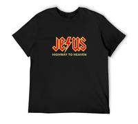 Jesus Highway to Heaven Camiseta Man's Fashion Cotton Black Clothes, Negro , S