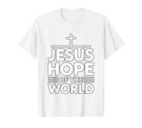 Jesus Hope of The World Camiseta gráfica económica, Hombre, Blanco, S