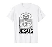 Jesus Hope of The World Camiseta gráfica económica, Hombre, Blanco, S
