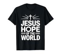 Jesus Hope of The World Camiseta gráfica económica, Hombre, Negro, S
