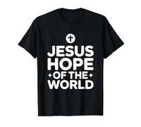Jesus Hope of The World Camiseta gráfica económica, Hombre, Negro, S