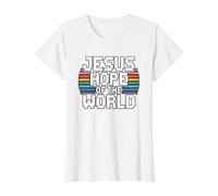 Jesus Hope of The World Camiseta gráfica económica, Mujer, Blanco, S