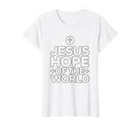 Jesus Hope of The World Camiseta gráfica económica, Mujer, Blanco, S