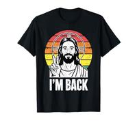 Jesus I'm Back Peace Sign Retro Sunset Humor Cristiano Camiseta
