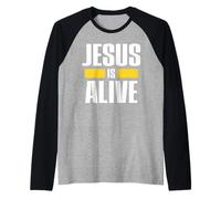 Jesus Is Alive Christian Fellowship Easter Resurrection Camiseta Manga Raglan
