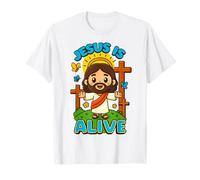 Jesus Is Alive Lindo Christian Kawaii Easter He Is Risen Art Camiseta