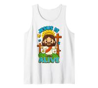 Jesus Is Alive Lindo Christian Kawaii Easter He Is Risen Art Camiseta sin Mangas